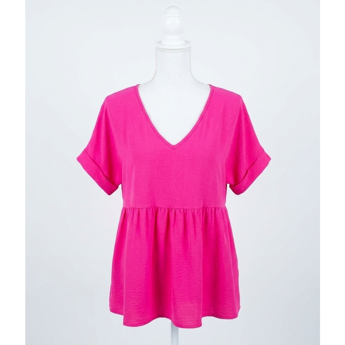 New Entro Textured Babydoll Top In Pink